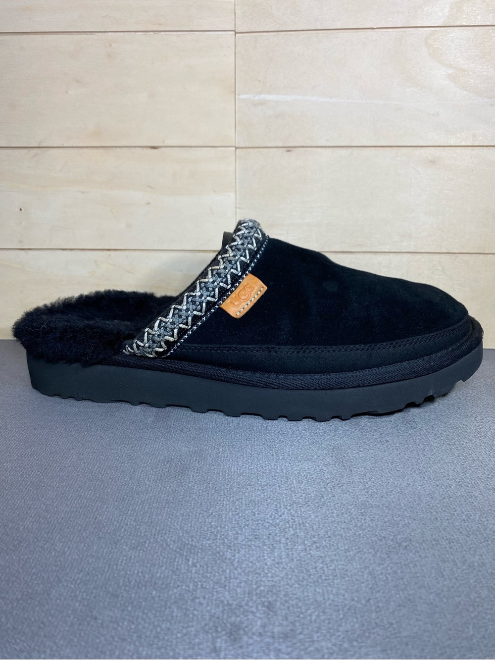 UGG Tasman Mules Black Suede Women's Size 9 Shoes Shearling Slippers Slip-Ons
